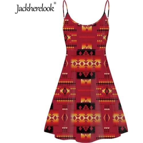 Jackherelook Vintage Woman Party Dresses Traditional Tribal Africa Ethnic Print Spaghetti Strap Sleeveless Harajuku Dress Mujer