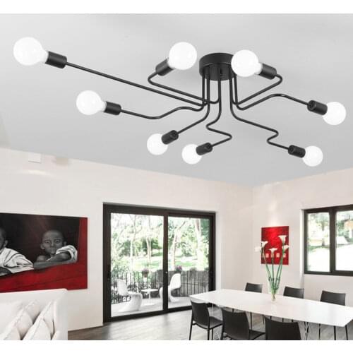 Dropshipping Multiple Rod Wrought Iron Ceiling Lights Nordic Vintage Industrial Loft Ceiling Lamps for Home Lighting Fixtures