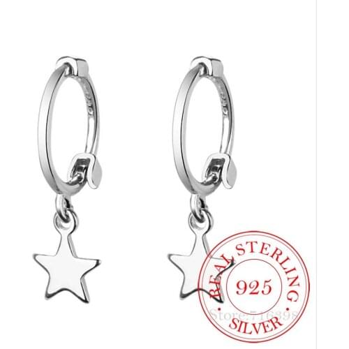 Punk Style 925 Solid Sterling Silver Cross Heart Star Charm Cute Drop Earrings for Women Party Accessories pendientes Brincos