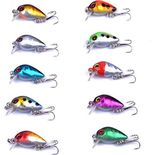 10pcs/lot Mini Fishing Lures 3cm/1.5g Set Kinds Of Minnow Trout Baits Sea Fishing Tackle Bass Treble Hook 10 Colors available