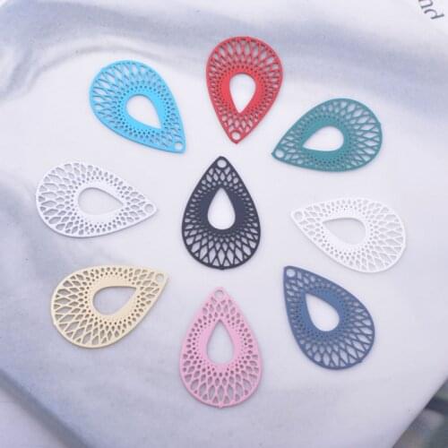 100pcs AC7334 19mm*12mm Brass Small Water Drop Painted Charms