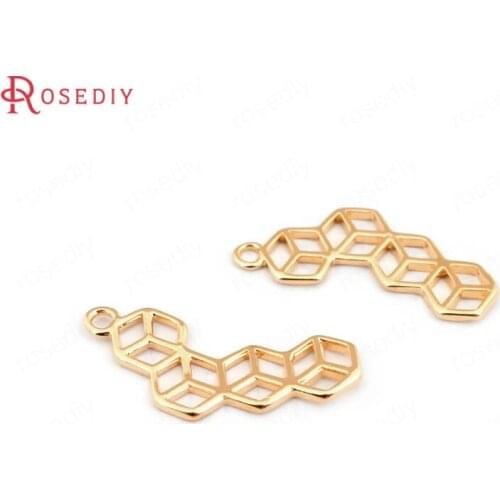 33537)6PCS 23*8.5MM 24K Gold Color Brass Charms Pendants High Quality Diy Jewelry Findings Accessories wholesale