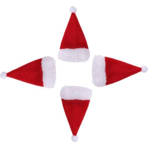 4pcs Set Christmas Santa Hat Wine Champagne Beer Bottle Cover Cutlery Bags