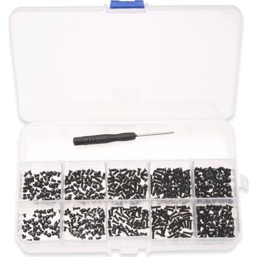 500Pcs M2/M2.5/M3 Black Oxide Iron Flat Head Hexagon Socket Screws Bolt Machine Fastener Cross Screw Hardware Accessories Set