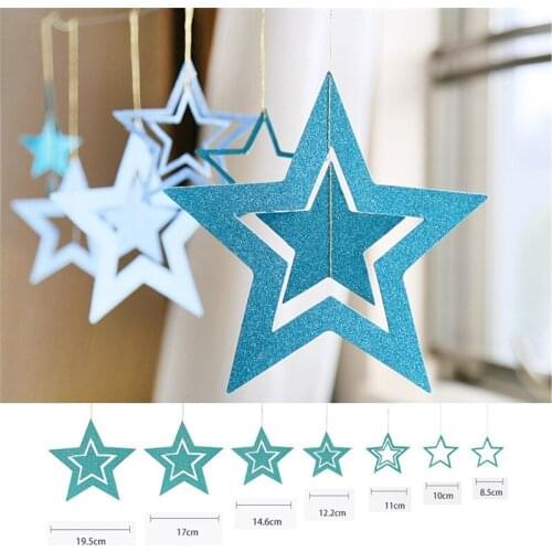 7pcs/lot Hollow Out Star Paper Garlands Wall Hollow Hanging for Wedding Decorations Kids Birthday Party Supplies Baby Shower Boy