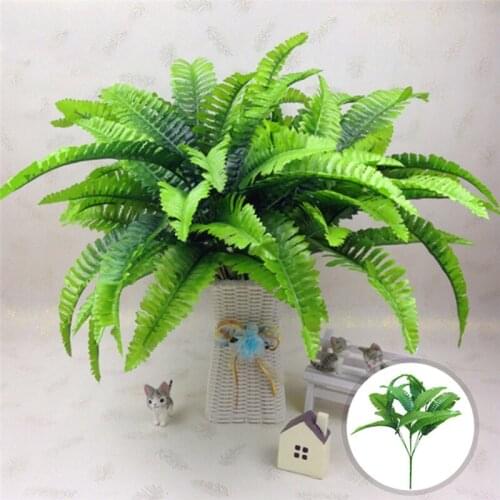 7 Fork Simulation Fern Grass Green Plant Artificial Fern Persian Leaves Flower Wall Hanging Plants Home Wedding Shop Decoration