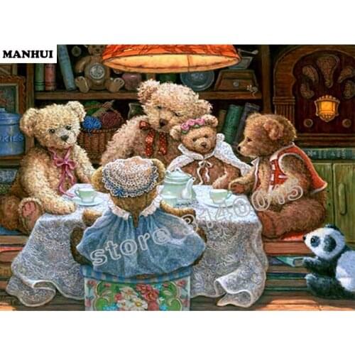 Bears party Diamond painting cross stitch full Diamond embroidery Europe Home decoration Square drill animal series BFC087