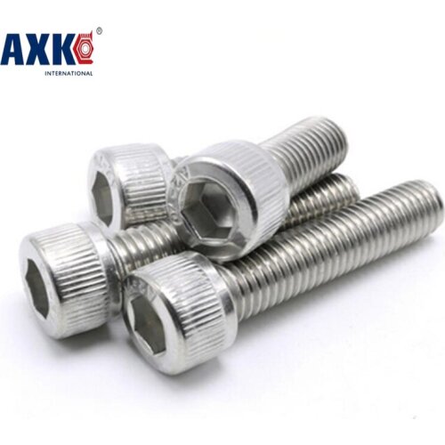 AXK 100pcs/Lot Metric Thread DIN912 M3 * 4mm 5mm 6mm 8mm12mm 14mm 16mm 18mm 20mm Stainless Steel Hex Socket Head Cap Screw Bolts