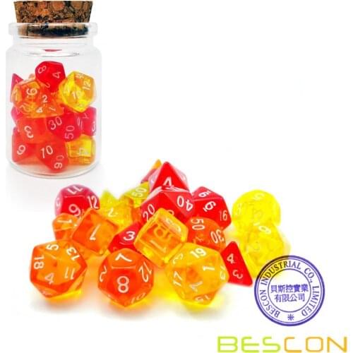 Bescon Mini Dice Gem Set 21pcs -21 Gem Mini Polyhedral Dice, 3 colors in Complete Set of 7, Miniature 10MM Dice Size