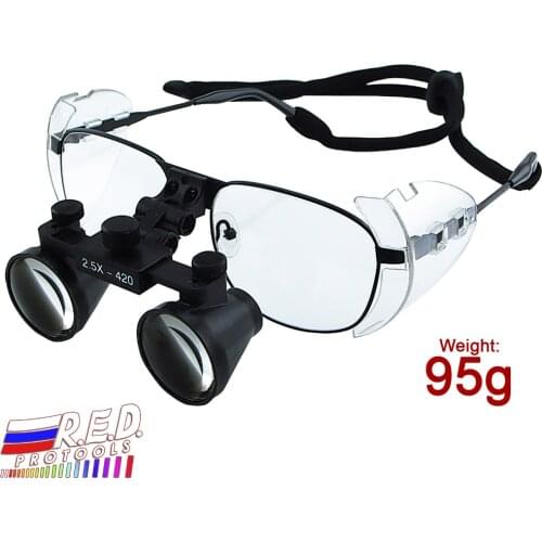 2.5x2.5 Magnification Galilean Style Dental Surgical Medical Binocular Loupes Nickel Alloy Frame Loupe 420mm Working Distance
