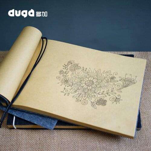 Chinese Style Retro Kraft Paper Blank Sketch Notebook Vintage Empty Drawing Book Journal Diary Sketchbook Note Pad Stationery