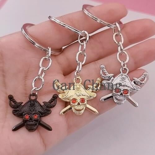 Punk Style Skeleton Key Rings Halloween Skull Keychain Pirate Skeleton Skull Keychain Alloy Charms Car Keyrings For Men Gift