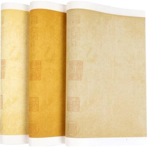 10 Sheets Retro Batik Half-Ripe Rice Xuan Paper Calligraphy Poetry Papel Arroz Rice Paper for Lan Tingxu Archaistic Rice-paper