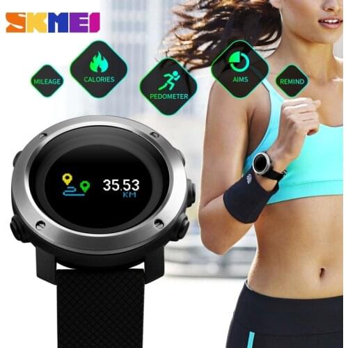 SKMEI Fashion Compass Watch Men Women Screen Pedometer Sports Watch Waterproof Outdoor OLED Display Digital Wristwatches
