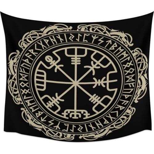 Black Tattoo Decoration Design Compass Medieval Wall Tapestry Cover Beach Towel Picnic Yoga Mat Home Decoration
