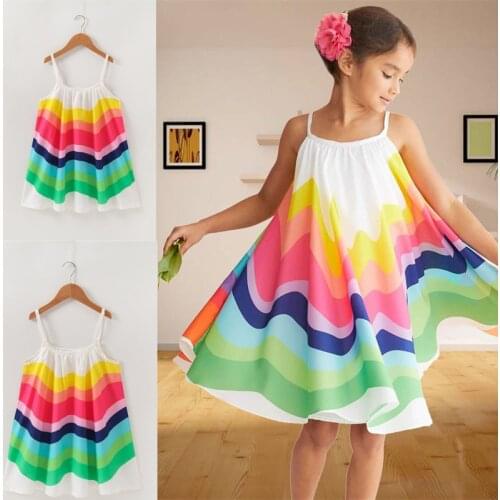 Girls Summer Vocation Dress Lace Sleeveless Kids Dresses For Girls Holiday Beach Children Clothing Princess Dress Size 2-6 Years