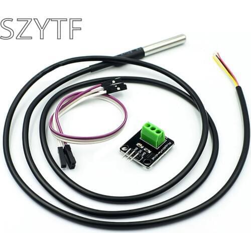 DS18B20 Temperature Sensor Module Kit Waterproof 100CM Digital Sensor Cable Stainless Steel Probe Terminal Adapter For Arduino