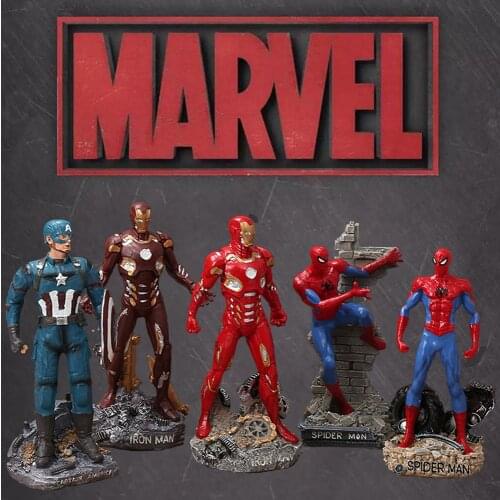 16cm Marvel Avengers Toys Spiderman Iron Man Captain PVC Action Figure Collectible Model Toy for Children Birthday Gifts
