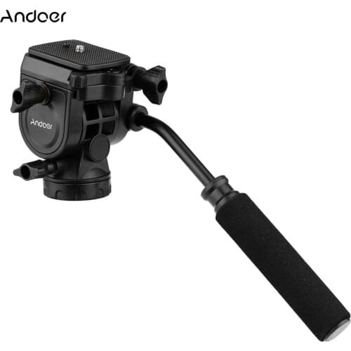 Andoer Fluid Hydraulic Ball Head Panoramic Photography with Handle for 1/4 inch Screw Camera Camcorder 3/8 inch Monopod Tripod