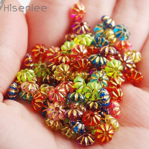Hisenlee Color Mixing 6.5mm Golden Stripe Charming Snowflake Shape Loose Beads Fit DIY Jewelry Making
