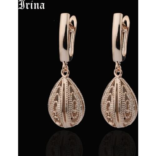 Irina 585 rose gold earrings of women oval hollow long earrings new fashion boho style ear Jewelry pendientes mujer moda 2019
