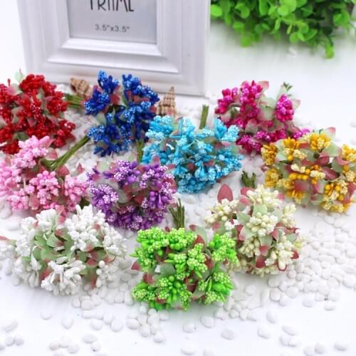 120pcs Artificial Simulation Mini Berry Bouquet DIY Bridal Flower Scrapbooking Card Making Craft Project Material