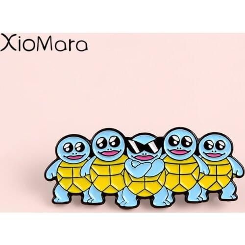 Meme Cool Sunglasses Tortoise Enamel Pins Cartoon Elf Japan Game Movie Jewelry Custom Brooches Lapel Pins For Friends Gifts