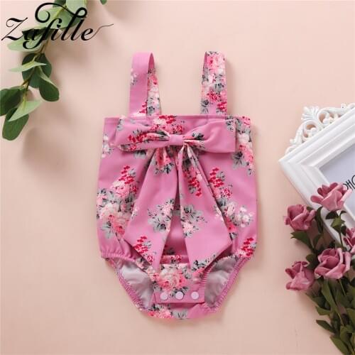 ZAFILLE Baby Girl Summer Clothes 2021 Big Bow Cute Baby Girl Bodysuit For Newborns Ruffles Lace Baby Onesies Kids Overalls
