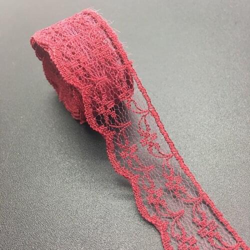 3/4" 20mm Wide (10yards/lot)Deep Red Handicrafts Embroidered Net Lace Trim Ribbon DIY Wedding/Birthday/Christmas Decorations