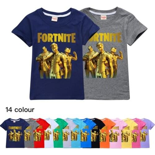 Summer Boys Cute Pure Color T shirt Kid Children FORTNITE Print Summer Tops Tee T-shirt Baby Casual Home Wear Clothes