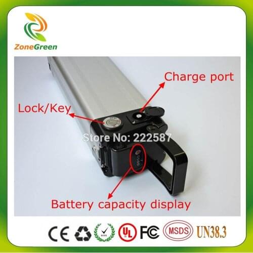 36V 10AH 10.4Ah silver fish electric bike battery lithium rechargeable battery Aluminum housing (for Samsung 2600mah cell)
