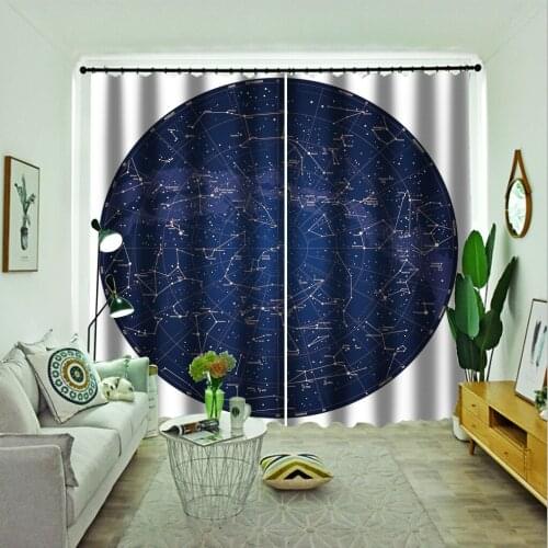 Beautiful Photo Fashion Customized 3D Curtains blue sky stars curtains modern living room curtains Drapes Cortinas