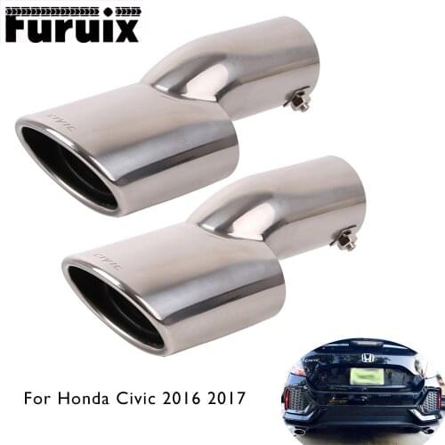 Hot Stainless Steel Rear Exhaust Muffler End Tail Pipe Outlet Tips For Honda Civic 10th Gen 2016 2017 Black/Chrome