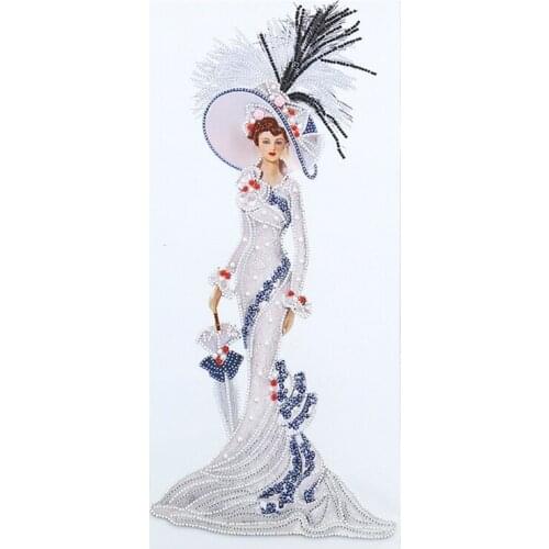 Wall Hanging Diamond Painting Part Special Shaped Drill 5D Dress Lady Handwork Rhinestones Cross Stitch Art DZ521