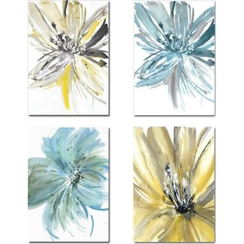 Modern Style Watercolor Flower Wall Poster Abstract Nordic Canvas Painting Contemporary Art Picture For Living Room Decoration