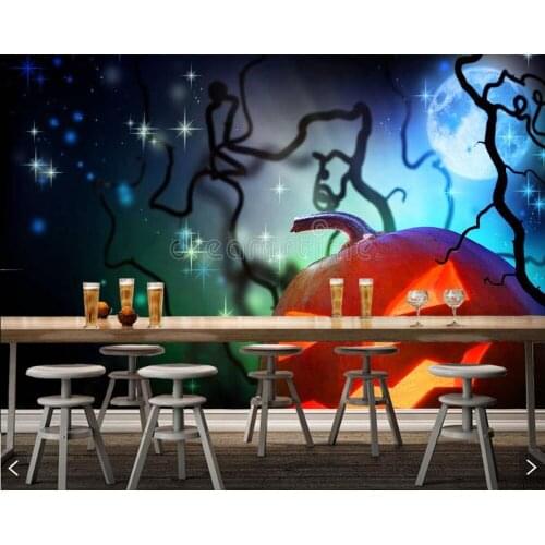 Papel de parede Halloween pumpkin light 3d children wallpaepr,living room bedroom sofa TV wall kitchen restuarnt KTV bar mural