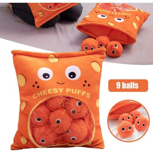 New Puffs Plush Stuffed Soft Snack Bag Pillow Cushion Lovely Non-Toxic Game Pillow Cushion Snack Plush Toy Snack Bag Doll