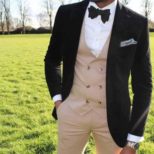 Spring New Tailor Made Luxury Handsome Black Men Suit Slim Fit Groom Tuxedo For Wedding Dinner Party Suits (Jacket+Pants+Vest)