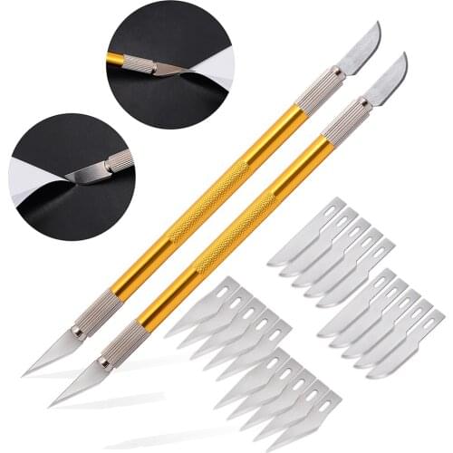 EHDIS 2pcs 2in1 Vinyl Cutter Knife 20pcs Blade Carbon Fiber Film Sticker Wallpaper Cutting Tool Car Wrapping DIY Window Tint