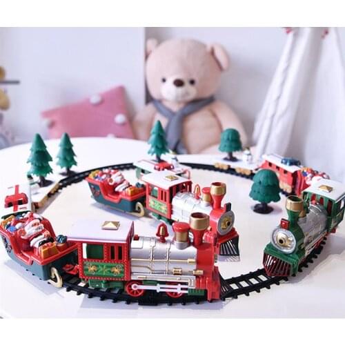Lights And Sounds Christmas Train Set Railway Tracks Toys Xmas Electrc Train Gift Railway Train Set W/ Locomotive Engine Train