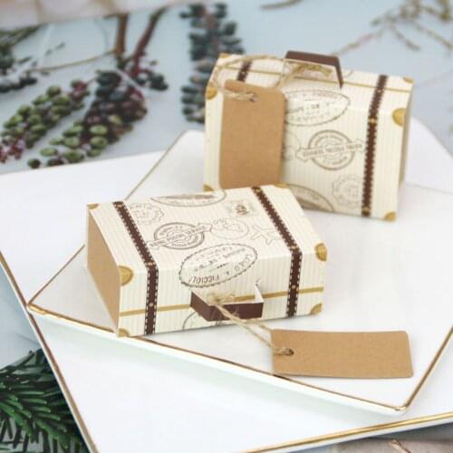 Kraft Paper Gift Box Packing Suitcase Candy Gift Box Wedding Party Activity Gift Box Supplies Small Gift Box