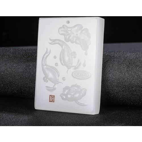 Chinese Natural White Jade Hand-carved Goldfish Jade Pendant Fashion Boutique Jewelry Men and Women Necklace Gift Accessories