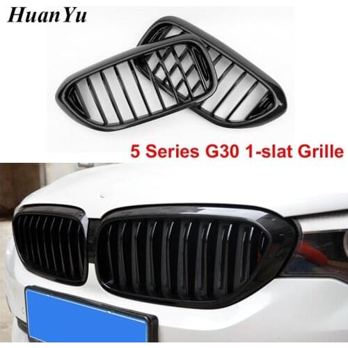 1-slat Carbon Fiber Racing Grille for BMW 5 Series G30 G31 G38 Replacement Front Bumper Kidney Grills Gloss M 520i 2017 2018