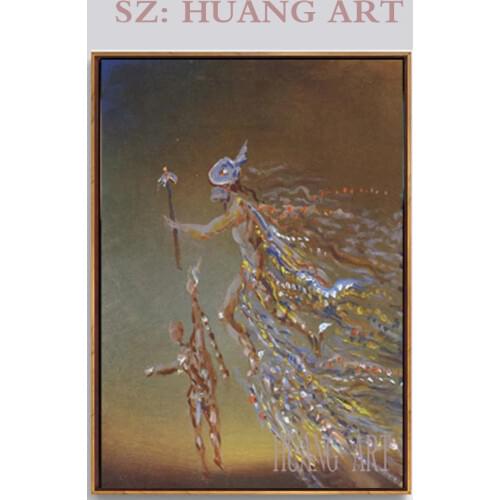 Hand-painted famous Artists Salvador Dali Wall Art Spanish Black White Photo Canvas Painting Wall Picture for Living Room Decor