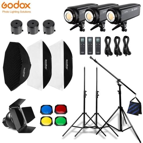 Godox SL-200W Continuous Light Studio LED Light With Softbox+Light stand+Heavy Photography Boom Arm For Professional photography