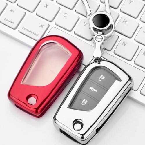 TPU+PC Car Remote Flip Key Shell Fob Case Cover keychain For Toyota Camry CH-R