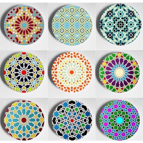 Unique Style Wall Plate Islamic Mosaic Pattern Wall Display Decorative Plate Exquisite Design Home & Garden Ceramic Art Plate
