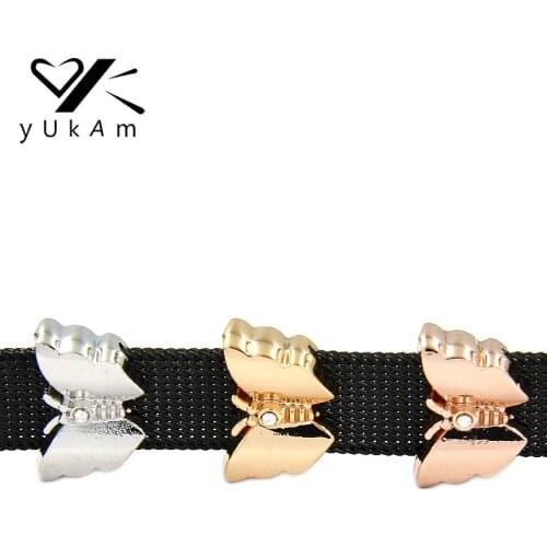 YUKAM Crystal Small Animal Butterfly Slide Keeper Charms for Reversible Leather Wrap Keeper Bracelets Accessories Jewelry Making