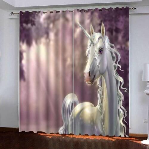 3D Digital Print Cute unicorn Blackout Curtain Bedroom Windows Curtains For Living Room home Drapes Custom