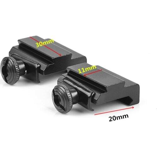 1 Pair Flat Top 20mm To 11mm Weaver Picatinny To Dovetail Rail Adapter Base Mount Long 30mm Rail Pistol Airsoft Hunting